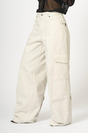 Jeans Cargo Bianco Donna - 4
