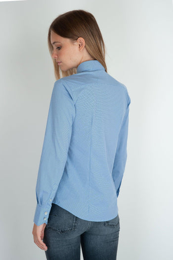 Camicia Oxford Jacquard Blu in Materiale - 4