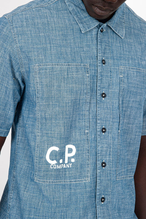 Camicia Short-Sleeved Logo Cotone Chambray - 2