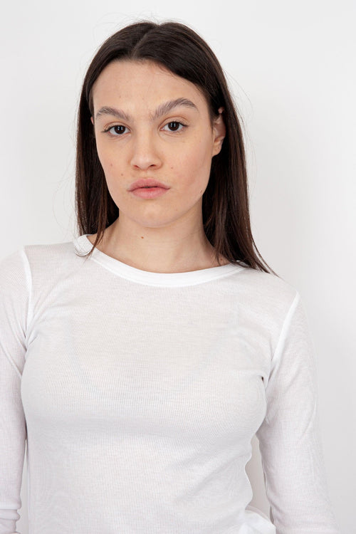 T-Shirt a Costine Enola Cotone Bianco - 2