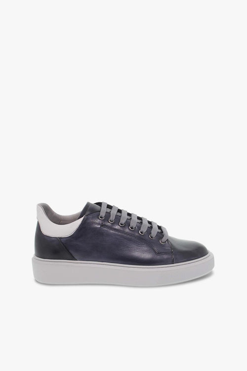 Sneakers WIMBLEDON in pelle blu e grigio