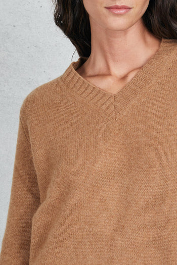 V Neck Sweater Marrone Donna - 5