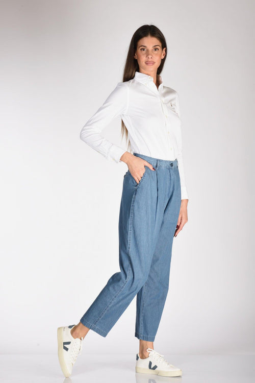 Pantalone Pinces Blu Jeans Donna - 2