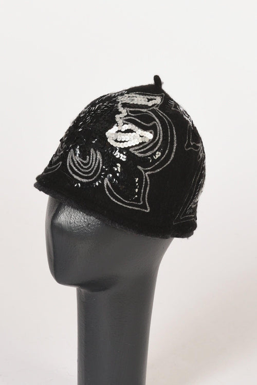 Cappello Decorato Nero Donna
