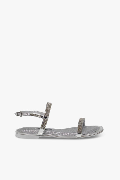 Sandalo basso FLAT in crystal e laminato argento