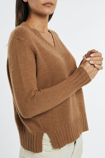 V Neck Sweater Marrone Donna - 11