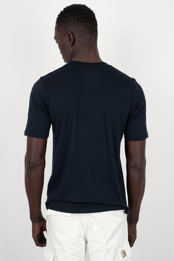 T-Shirt Girocollo Lyocell/Cotone Blu - 4