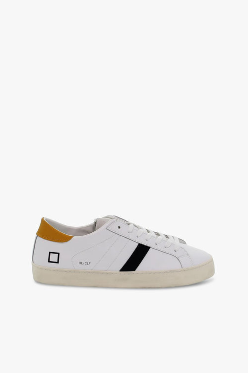Sneakers HILL LOW CALF WHITE-ORANGE in pelle e camoscio bianco e arancio