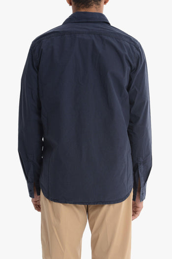 Camicia Blu Uomo Tasche sul Petto - 3