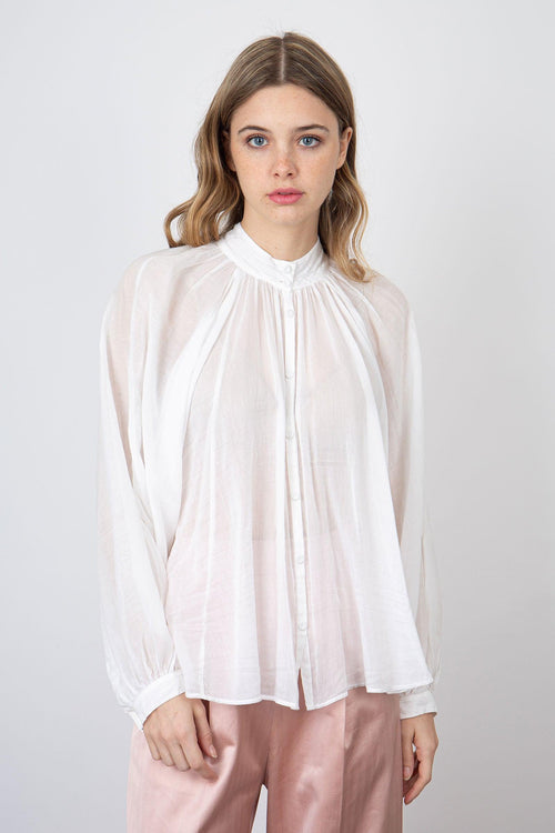 Camicia Bohemien Voile Cotone/ Seta Bianco - 1