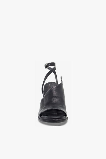 Sandalo con tacco ASIMMETRICO in pelle nero - 4