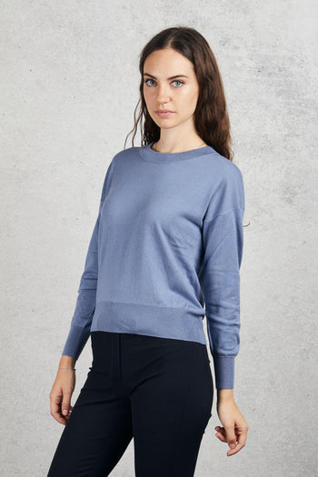 Crew Neck Sweater Blu Donna - 3