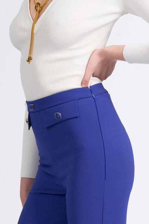 Pantalone Dritto Blu Indaco Donna - 2