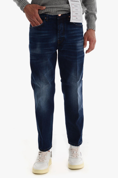 Jeans Blu Uomo Sbaffature - 1