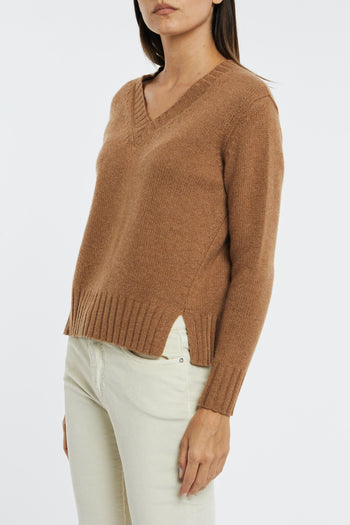 V Neck Sweater Marrone Donna - 7