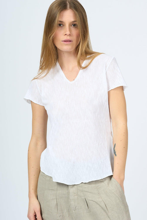 T-shirt Scollo V Bianco Donna