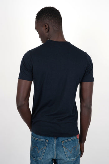 T-Shirt Girocollo Cotone Lyocell Blu - 4