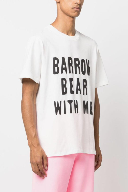 T-Shirt Bianca con Stampa Slogan Frontale e Grafica Retro