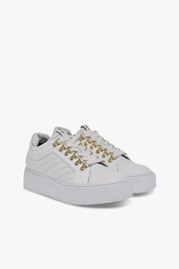 Sneakers in nappa e vernice bianco - 5