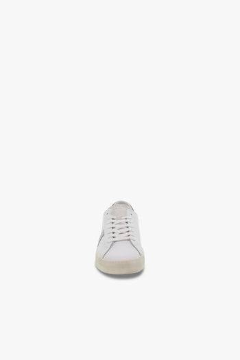 Sneakers HILL LOW CALF WHITE-BLACK in pelle e camoscio bianco e grigio - 4