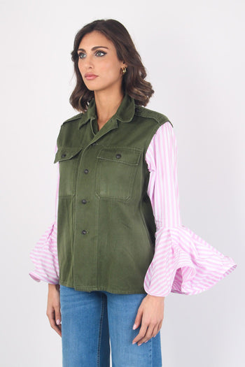 Feel Jacket Manica Camicia Cot Verde/royal - 3