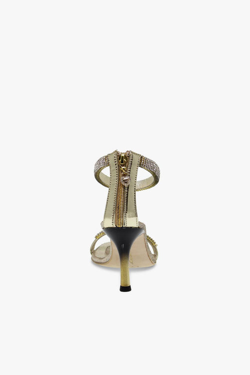 Sandalo con tacco GIOIELLO in crystal e laminato oro - 2