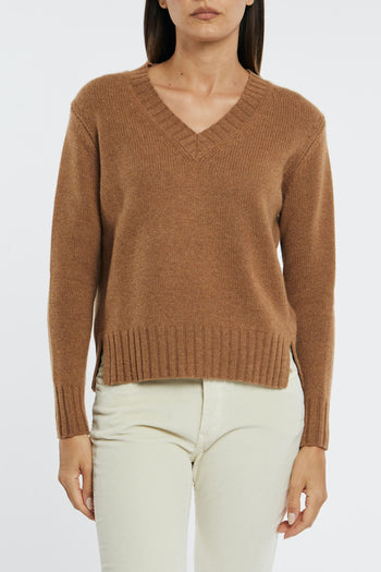V Neck Sweater Marrone Donna - 6