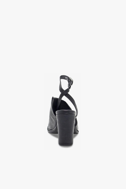 Sandalo con tacco ASIMMETRICO in pelle nero - 2