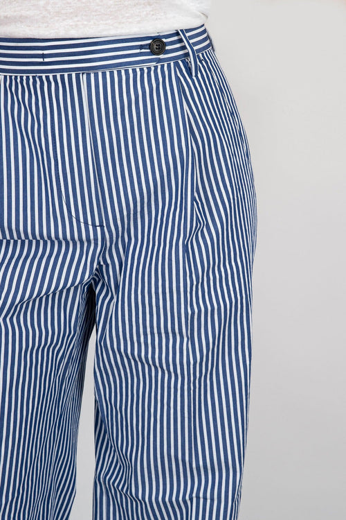 Pantalone Ampio Pinces Fairmont Blu Cotone - 2