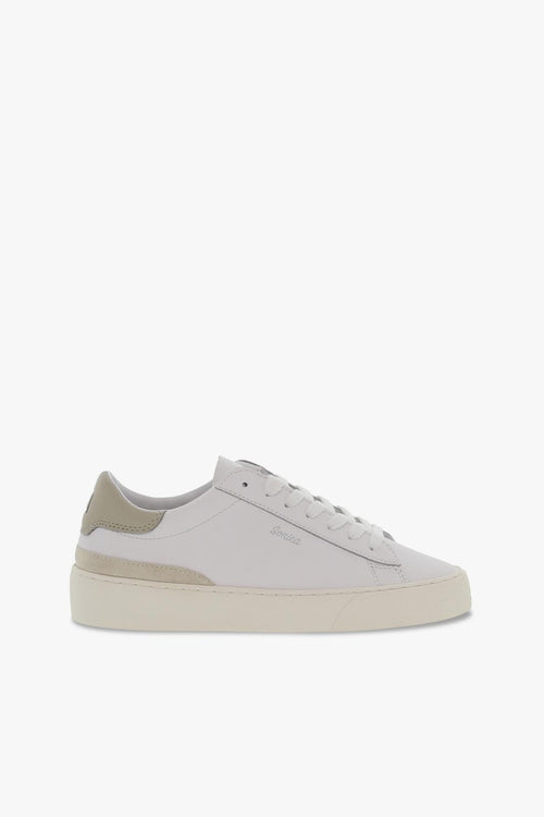 Sneakers SONICA CALF WHITE-BEIGE in pelle e camoscio bianco e beige