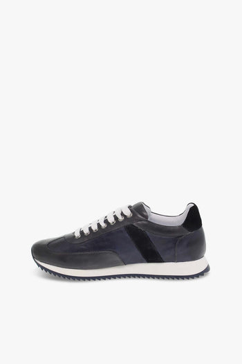 Sneakers in pelle blu e grigio - 3