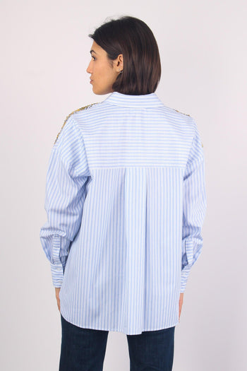 Camicia Inserto Pailettes Bianco/azzurro - 3