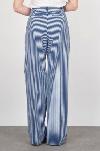 Pantalone Ampio Pinces Fairmont Blu Cotone - 3
