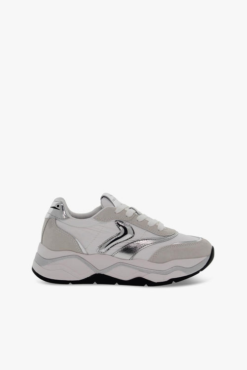 Sneakers CLUB108 1N02 in camoscio e nylon bianco e argento - 1