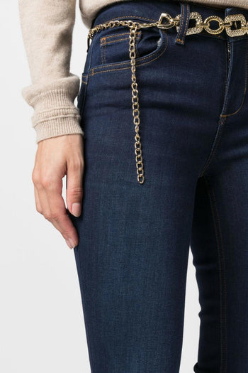 Jeans Blu Donna con Cintura - 4