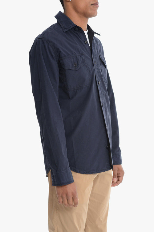 Camicia Blu Uomo Tasche sul Petto - 2