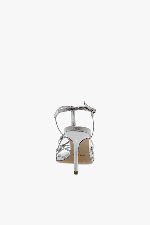 Sandalo con tacco LEVANTESI in laminato argento - 2