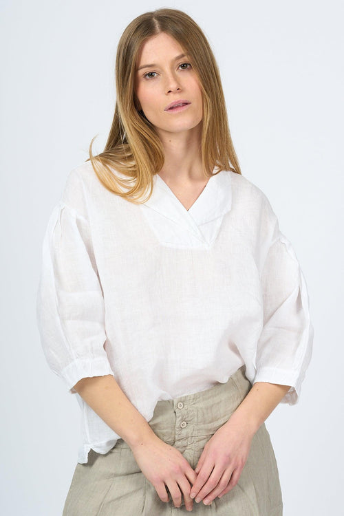 Camicia Lino Bianco Donna - 1