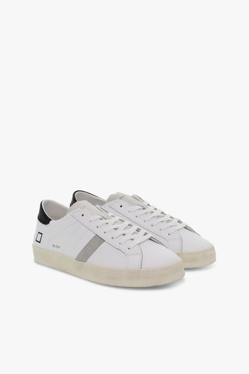 Sneakers HILL LOW CALF WHITE-BLACK in pelle e camoscio bianco e grigio - 5