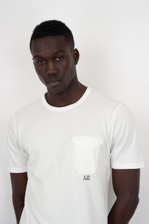 T-shitrt 24/1 Jersey Garment Dyed Pocket Bianco Uomo