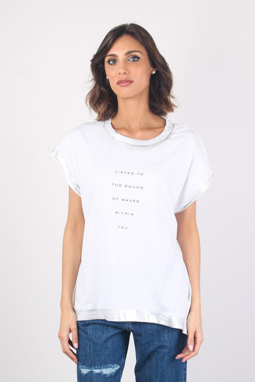 T-shirt Lamina Scritta Bianco/argento