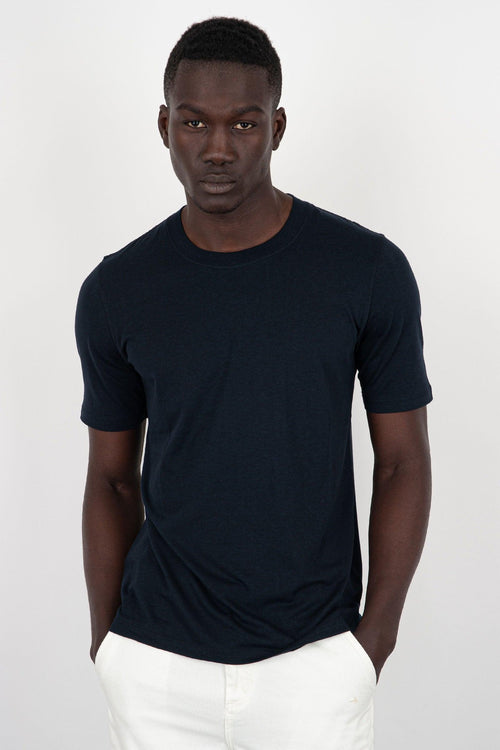 T-Shirt Girocollo Lyocell/Cotone Blu