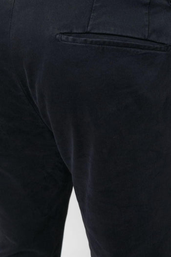 Pantalone Blu in Cotone con Chiusura Nascosta e Tasche Laterali - 4