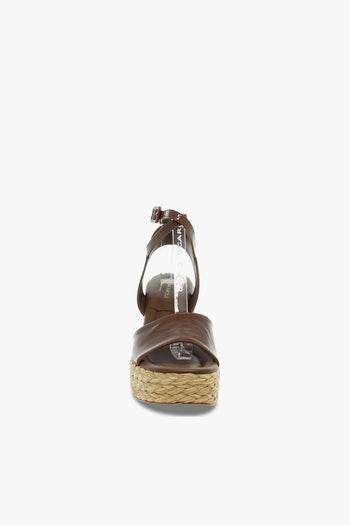 Sandalo con tacco RIU MALORY in pelle e raffia marrone - 4