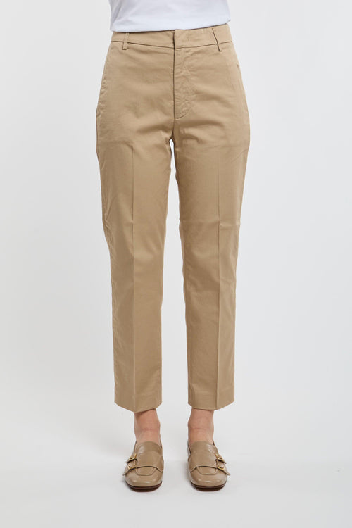 Pantalone Nima Zip in Tessuto Beige