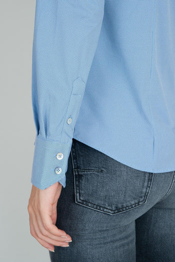 Camicia Oxford Jacquard Blu in Materiale - 6