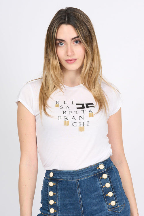 T-shirt con Catenelle Bianco Donna - 1