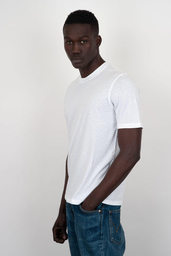 T-Shirt Girocollo Lyocell/Cotone Bianco - 3