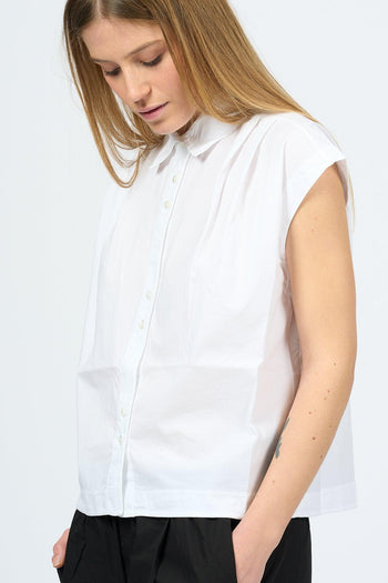 Camicia Smanicata Bianco Donna - 5