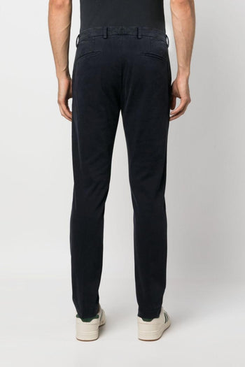 Pantalone Blu in Cotone con Chiusura Nascosta e Tasche Laterali - 3